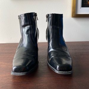 Sexy Black Heeled Vegan Leather Booties